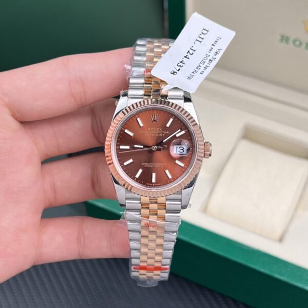 Swiss 1:1 Rolex Rep 11 Watch DateJust 18K Rose Gold Wrapped Chocolate Dial GM Factory 36mm - Top Watch - Image 2