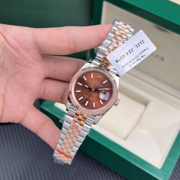 Swiss 1:1 Rolex Rep 11 Watch DateJust 18K Rose Gold Wrapped Chocolate Dial GM Factory 36mm - Top Watch - Image 4