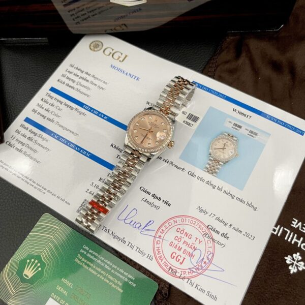 Best Fake Rolex Rep 11 Watch DateJust Pink Dial Moissanite Diamond Bezel EW 31mm - Top Watch