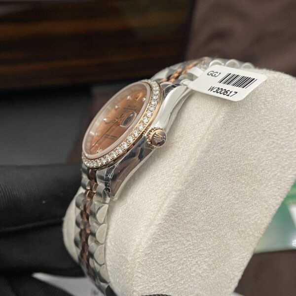 Best Fake Rolex Rep 11 Watch DateJust Pink Dial Moissanite Diamond Bezel EW 31mm - Top Watch - Image 5