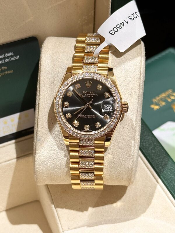 Replica Rolex Rep 11 Watch DateJust Women's 18K Gold Wrapped With Moissanite Diamonds 31mm - Top Watch - Image 3