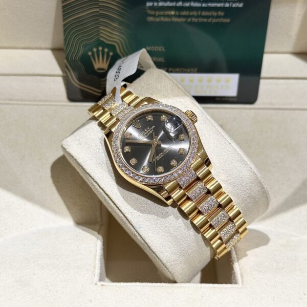 Replica Rolex Rep 11 Watch DateJust Women's 18K Gold Wrapped With Moissanite Diamonds 31mm - Top Watch - Image 4