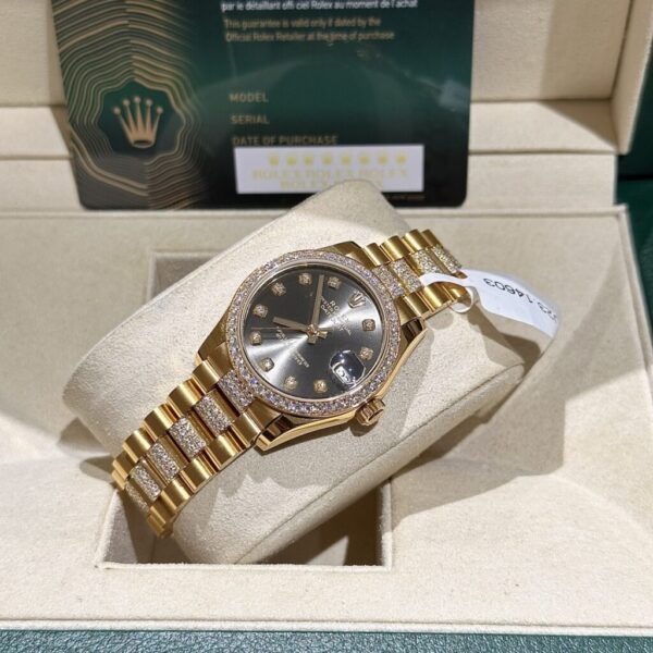 Replica Rolex Rep 11 Watch DateJust Women's 18K Gold Wrapped With Moissanite Diamonds 31mm - Top Watch - Image 5