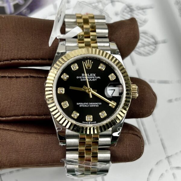 Replica Rolex Rep 11 Watch DateJust Women's Genuine Gold Wrapped Black Dial GM Factory 31mm - Top Watch - Image 2