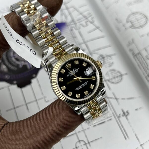 Replica Rolex Rep 11 Watch DateJust Women's Genuine Gold Wrapped Black Dial GM Factory 31mm - Top Watch - Image 3