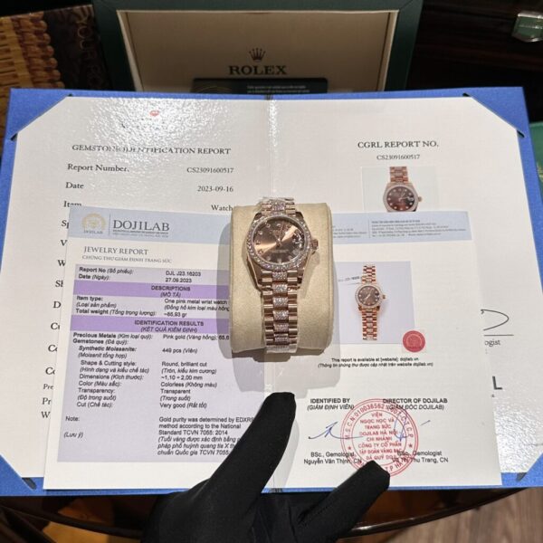 Replica Rolex Rep 11 Watch DateJust Women's Rose Gold With Moissanite Diamond Chocolate Dial 31mm - Top Watch