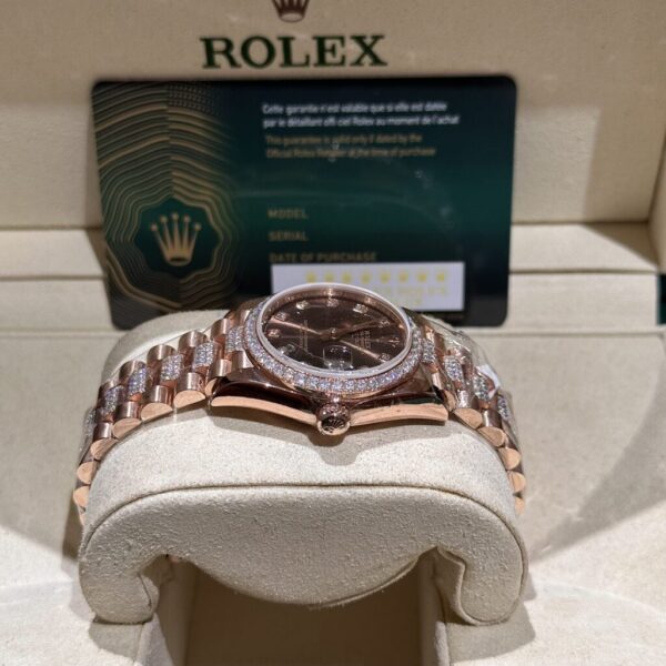 Replica Rolex Rep 11 Watch DateJust Women's Rose Gold With Moissanite Diamond Chocolate Dial 31mm - Top Watch - Image 6