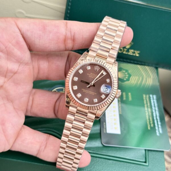 Best Fake Rolex Rep 11 Watch Women DateJust Chocolate Face Oyster Strap 31mm - Top Watch - Image 2