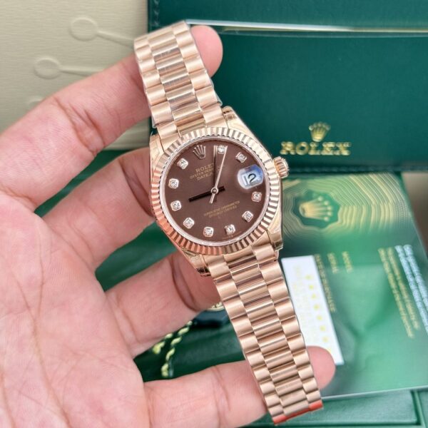 Best Fake Rolex Rep 11 Watch Women DateJust Chocolate Face Oyster Strap 31mm - Top Watch - Image 3