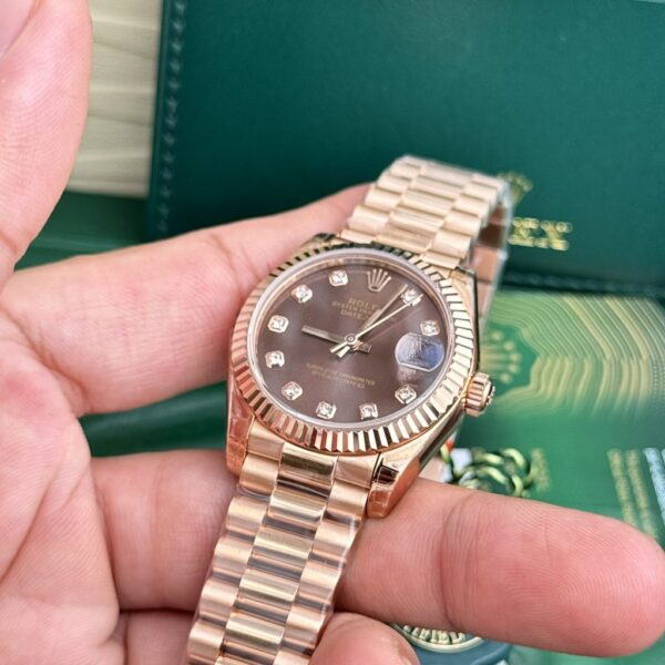 Best Fake Rolex Rep 11 Watch Women DateJust Chocolate Face Oyster Strap 31mm - Top Watch - Image 4