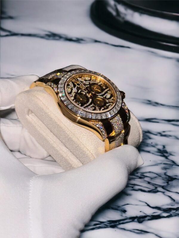 Best Fake Rolex Replica 1:1 Watch Daytona 18K Gold Wrapped With Moissanite Diamond 40mm - Top Watch - Image 4