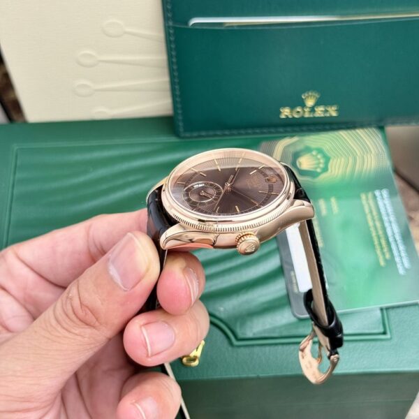 Swiss 1:1 Rolex Replica 11 Watch Cellini 50525 Chocolate Dial Black Leather Strap 39mm - Top Watch - Image 5