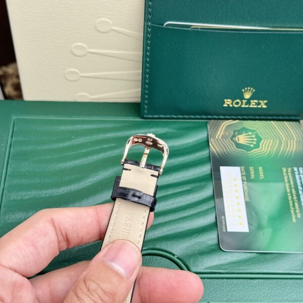 Swiss 1:1 Rolex Replica 11 Watch Cellini 50525 Chocolate Dial Black Leather Strap 39mm - Top Watch - Image 7