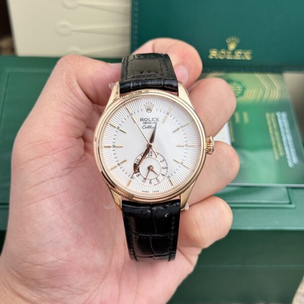 Replica Rolex Replica 1:1 Watch Cellini 50525 White Face Black Leather Strap 39mm - Top Watch