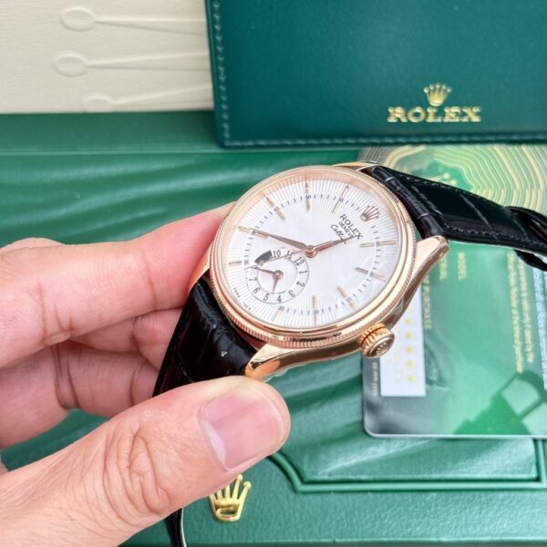 Replica Rolex Replica 1:1 Watch Cellini 50525 White Face Black Leather Strap 39mm - Top Watch - Image 4