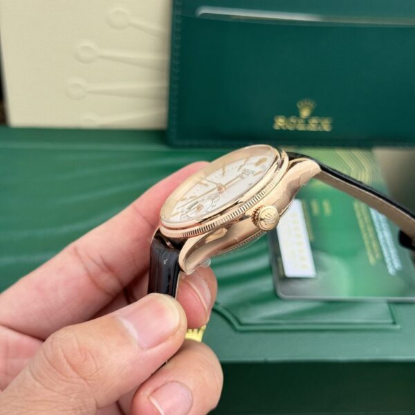 Replica Rolex Replica 1:1 Watch Cellini 50525 White Face Black Leather Strap 39mm - Top Watch - Image 5