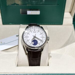 Replica Rolex Replica 1:1 Watch Cellini Moonphase 50535 Brown Leather Strap 39mm - Top Watch