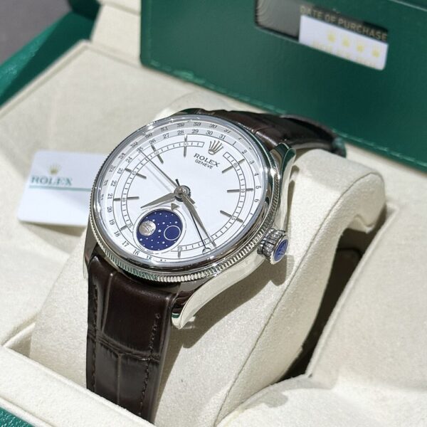 Replica Rolex Replica 1:1 Watch Cellini Moonphase 50535 Brown Leather Strap 39mm - Top Watch - Image 2