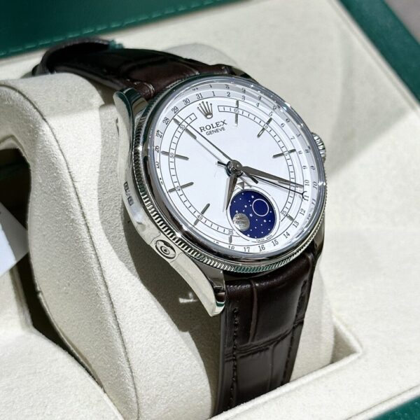 Replica Rolex Replica 1:1 Watch Cellini Moonphase 50535 Brown Leather Strap 39mm - Top Watch - Image 3