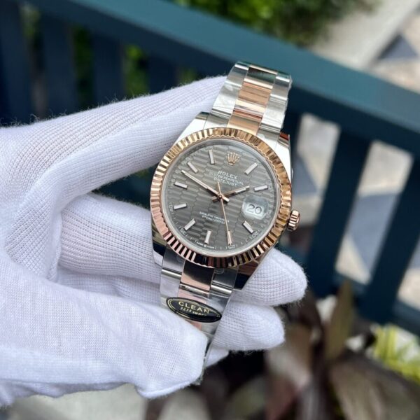 Swiss 1:1 Rolex Replica 1:1 Watch DateJust 126331 Gray Brick Dial Demi Strap 41mm - Top Watch - Image 2