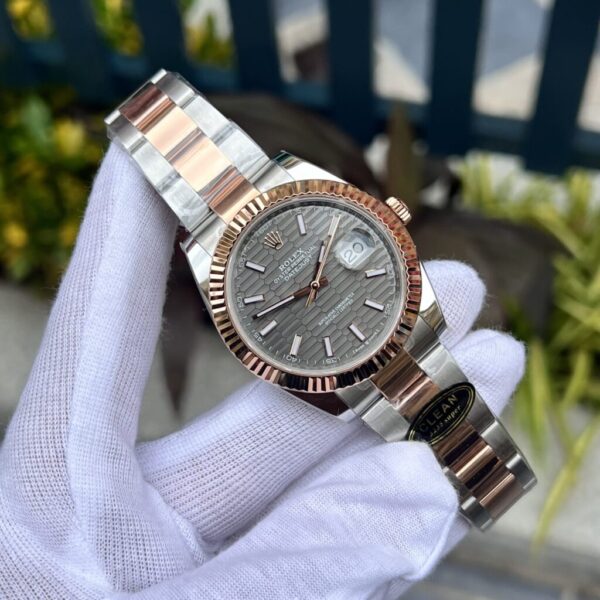 Swiss 1:1 Rolex Replica 1:1 Watch DateJust 126331 Gray Brick Dial Demi Strap 41mm - Top Watch - Image 3