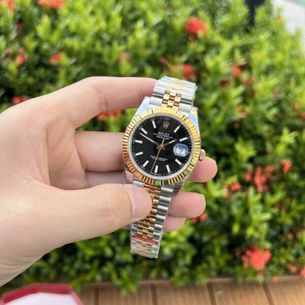 Replica Rolex Replica 11 Watch DateJust Black Dial Demi Strap EW Factory 41mm - Top Watch - Image 2