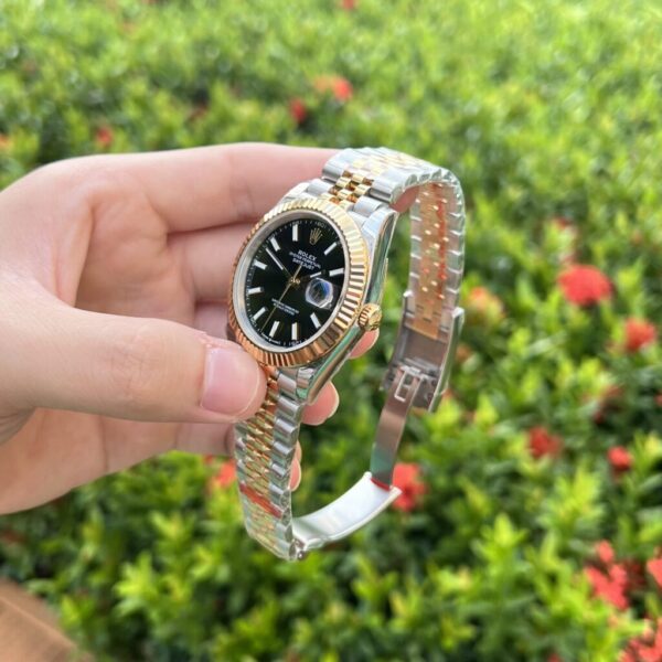 Replica Rolex Replica 11 Watch DateJust Black Dial Demi Strap EW Factory 41mm - Top Watch - Image 4