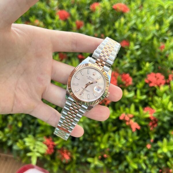 Replica Rolex Replica 11 Watch DateJust Pink Dial Jubilee Strap Factory EW 41mm - Top Watch - Image 2