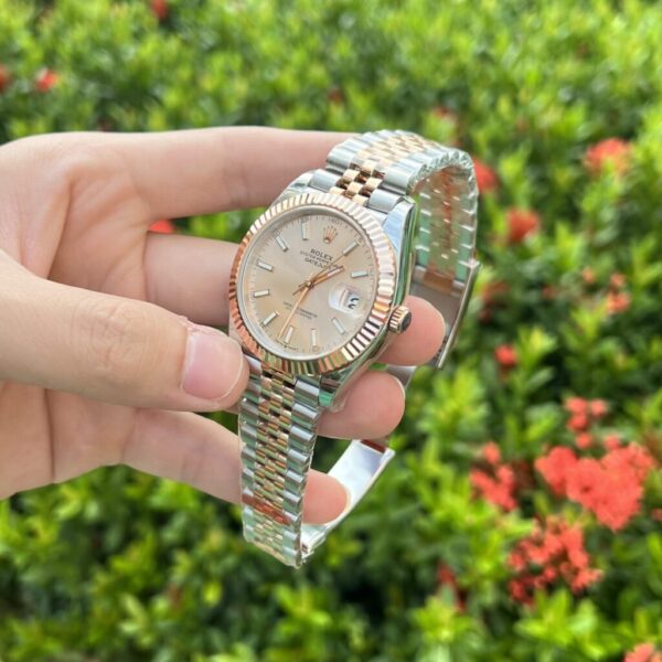 Replica Rolex Replica 11 Watch DateJust Pink Dial Jubilee Strap Factory EW 41mm - Top Watch - Image 4