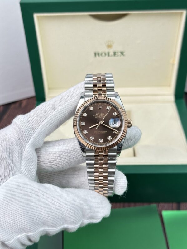 Swiss 1:1 Rolex Replica 11 Watch Datejust Rose Gold Plated Chocolate Dial EW Factory 36mm - Top Watch