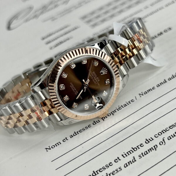 Best Fake Rolex Replica 1:1 Watch DateJust Women's Genuine Gold Wrapped Brown Dial GM Factory 31mm - Top Watch - Image 2