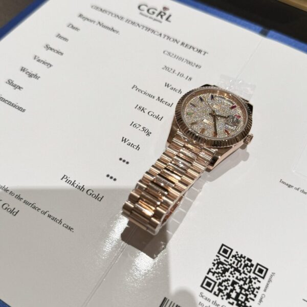 Replica Rolex Replica 11 Watch Day-Date 18K Gold Wrapped Moissanite Diamond Dial GM V2 40mm - Top Watch - Image 2