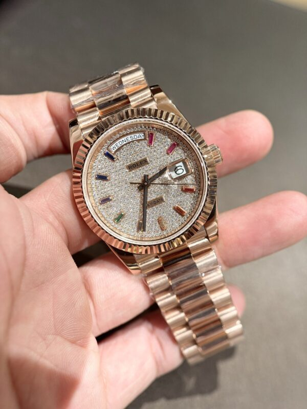 Replica Rolex Replica 11 Watch Day-Date 18K Gold Wrapped Moissanite Diamond Dial GM V2 40mm - Top Watch - Image 3