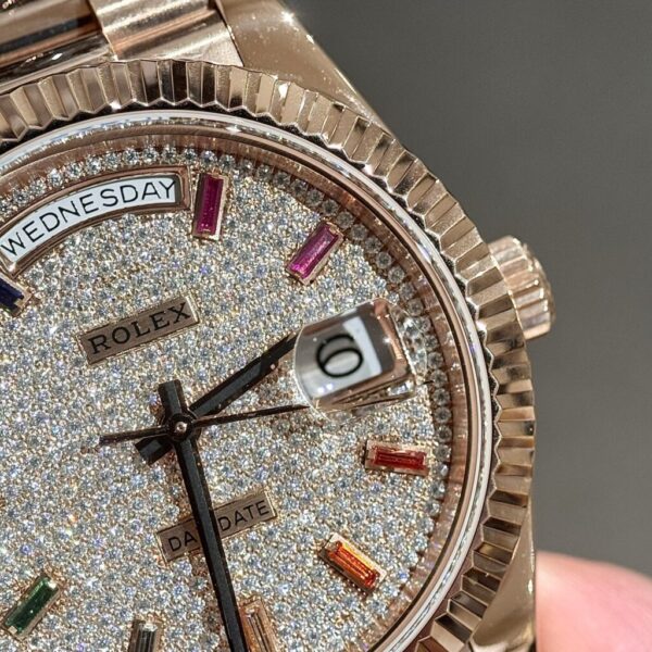 Replica Rolex Replica 11 Watch Day-Date 18K Gold Wrapped Moissanite Diamond Dial GM V2 40mm - Top Watch - Image 4