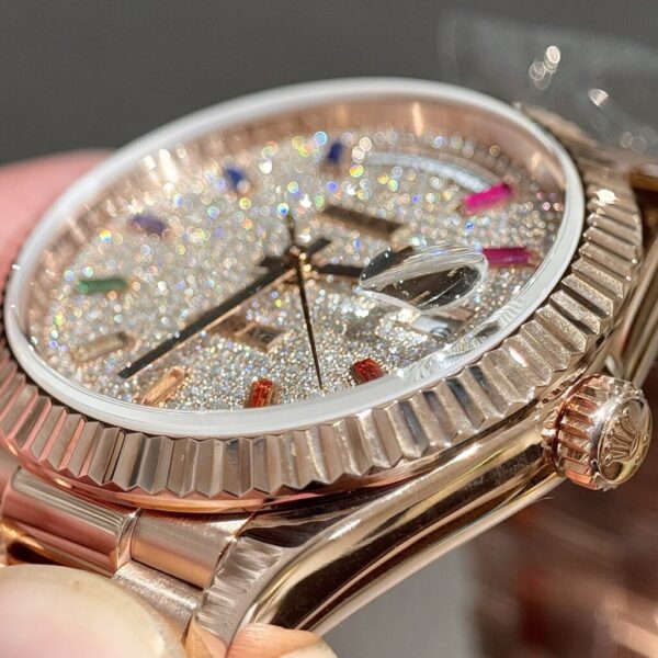 Replica Rolex Replica 11 Watch Day-Date 18K Gold Wrapped Moissanite Diamond Dial GM V2 40mm - Top Watch - Image 5