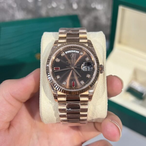 Best Fake Rolex Replica 1:1 Watch Day-Date Chocolate Dial With Ruby Numbers 36/40mm - Top Watch