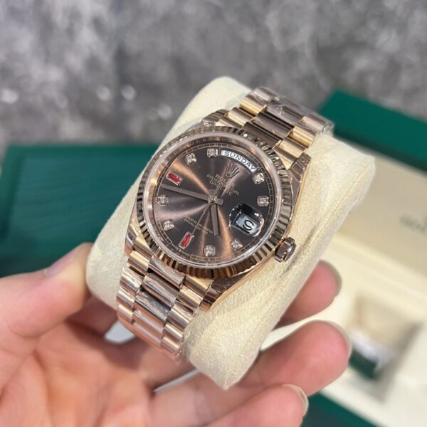 Best Fake Rolex Replica 1:1 Watch Day-Date Chocolate Dial With Ruby Numbers 36/40mm - Top Watch - Image 3