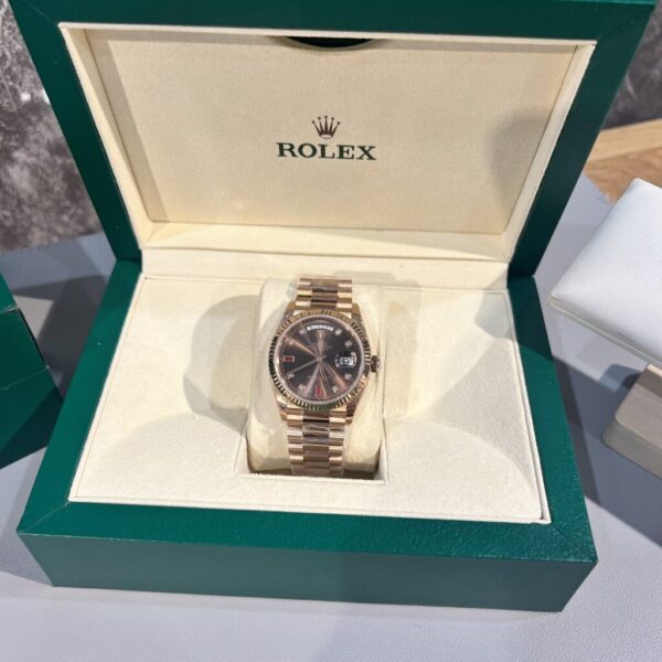 Best Fake Rolex Replica 1:1 Watch Day-Date Chocolate Dial With Ruby Numbers 36/40mm - Top Watch - Image 4
