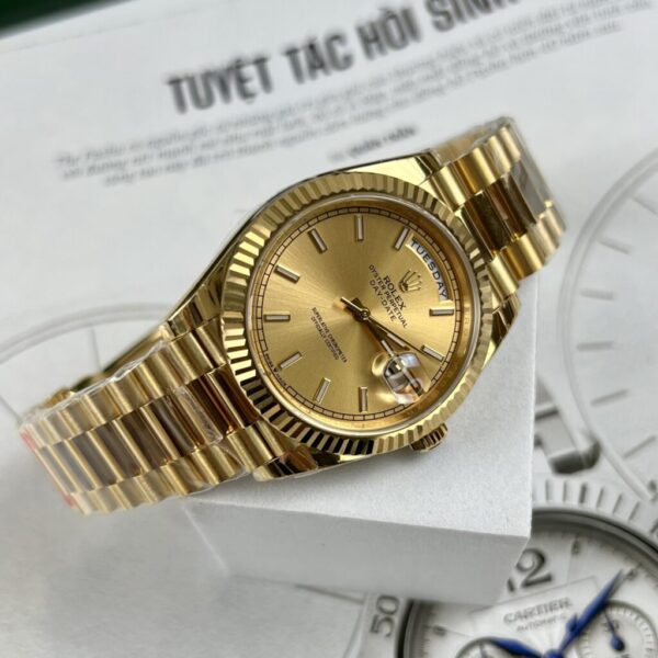 Swiss 1:1 Rolex Replica 1:1 Watch Day-Date Gold Plated Fluted Bezel EW Factory 40mm - Top Watch - Image 2