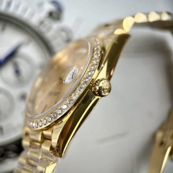 Replica Rolex Replica 11 Watch Day-Date Gold Plated With Diamonds Bezel EW 40mm - Top Watch - Image 4