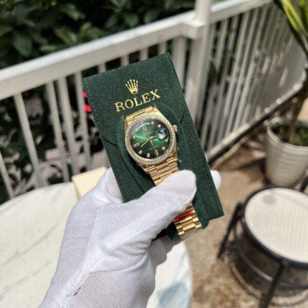 Best Fake Rolex Replica 1:1 Watch Day-Date Green Dial With Diamonds EW 36mm - Top Watch - Image 2