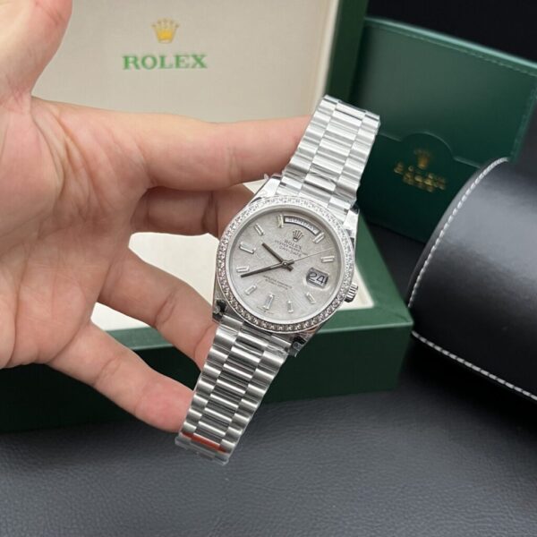 Swiss 1:1 Rolex Replica 1:1 Watch Day-Date Meteorite Dial With Stone Bezel 40mm - Top Watch
