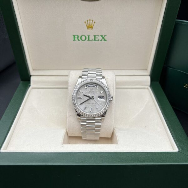 Swiss 1:1 Rolex Replica 1:1 Watch Day-Date Meteorite Dial With Stone Bezel 40mm - Top Watch - Image 2