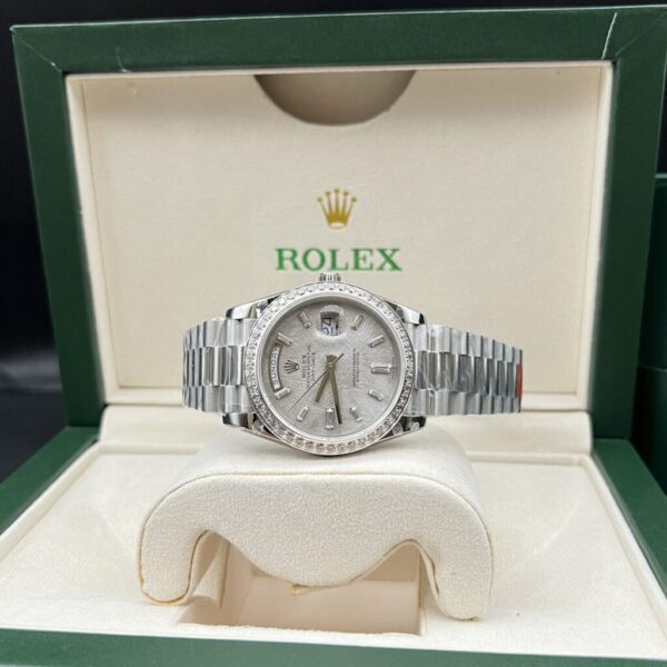 Swiss 1:1 Rolex Replica 1:1 Watch Day-Date Meteorite Dial With Stone Bezel 40mm - Top Watch - Image 3