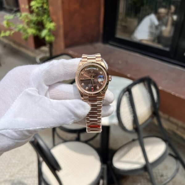 Swiss 1:1 Rolex Replica 1:1 Watch Day-Date Rose Gold Plated Chocolate Dial EW Factory 36mm - Top Watch