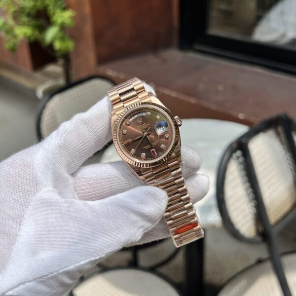 Swiss 1:1 Rolex Replica 1:1 Watch Day-Date Rose Gold Plated Chocolate Dial EW Factory 36mm - Top Watch - Image 2