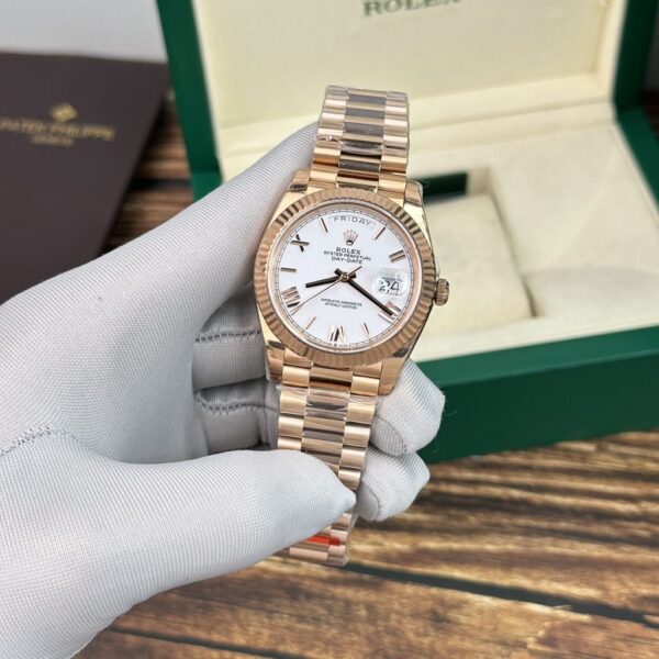 Replica Rolex Replica 1:1 Watch Day-Date Rose Gold White Dial EW Factory 40mm - Top Watch - Image 3