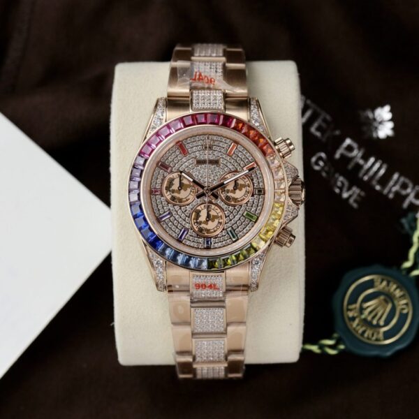 Best Fake Rolex Replica 1:1 Watch Daytona Rainbow Full CZ Stone High Quality 40mm - Top Watch