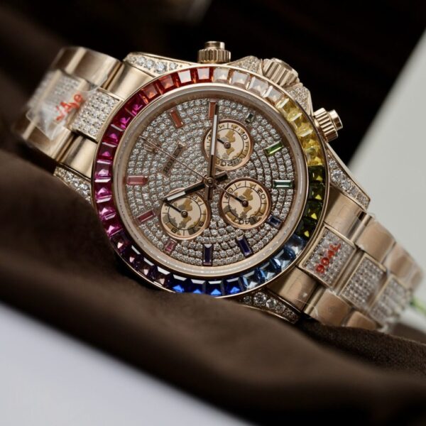 Best Fake Rolex Replica 1:1 Watch Daytona Rainbow Full CZ Stone High Quality 40mm - Top Watch - Image 2