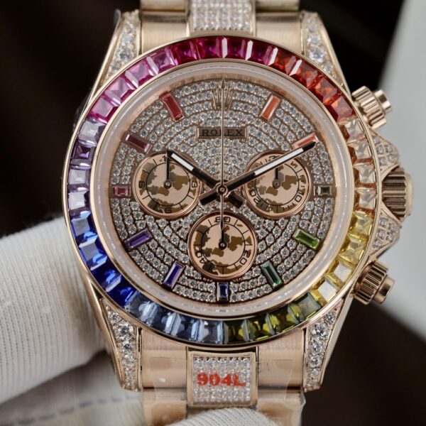 Best Fake Rolex Replica 1:1 Watch Daytona Rainbow Full CZ Stone High Quality 40mm - Top Watch - Image 5